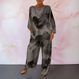 Moniek™ | Satin Zweiteiliges Damen-Set – Silbergrau