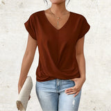Katharina | Elegantes Shirt mit V-Ausschnitt – Bordeaux