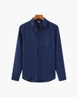 Kai | Lightweight Langarm Herren Sommer Leinenhemd – Blau