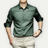 Bügel- und knitterfreie Herrenhemd im modernen Slim Fit – Dunkelgrün
