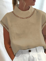 Nannie - Stilvolles Top mit Ausschnitt für Damen – Khaki