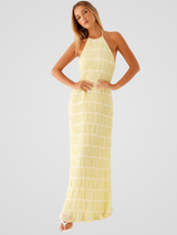 SOLÈNE TEXTURE MAXIKLEID – Gelb
