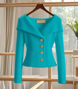 Haven – Gestrickte kurze Strickjacke – Türkis