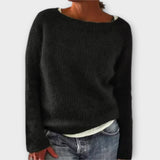 Lara | Einfarbiger Oversized-Strickpullover – Schwarz