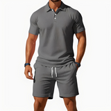 Aldrin - Trendiges Polo- und Short-Set für Männer – Grau
