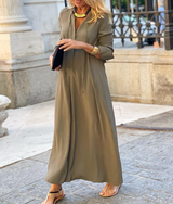 Leona - Damen Bequemes Maxikleid – Braun