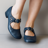 Els - Damen Orthopädische Ledersandalen mit Keilsohle – Blau