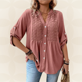 RENATE – Bluse Mit V Ausschnitt Und Knöpfen – Rot