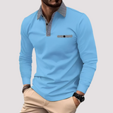 Aidan - Stilvolles Langarm-Poloshirt für Herren – Hellblau