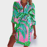 Kallie | Drapiert Kleid – Rosa/Grün