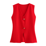 Tenley - Modische Strickweste für Damen – Rot