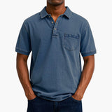 Poloshirt Klassisches - Kurzarmshirt für Herren mit Tasche – Marineblau