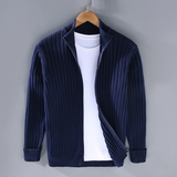 Herren Strickjacke Mit Reißverschluss | Geripptes Design Für Alltag – Blau