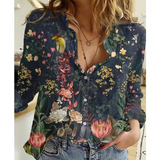 Freesia – Bluse mit Blumenmuster – Schwarz Grün