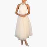 Elegantes Tüllkleid für Damen - Perfekt für festliche Anlässe – CremeFarbe