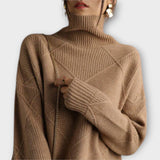 Elena | Warmer Pullover mit Rautenstruktur – Braun