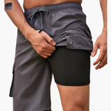 Sommer-Shorts - Herren 2-in-1 Stretchshorts mit Innenslip – Grau