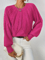 SAVINA – Strickweste mit floralem Muster – Rosa
