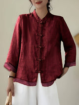 Sigal - Vintage Hemd Mit Lockerer Passform Und Patchwork Gestaltung – Rot