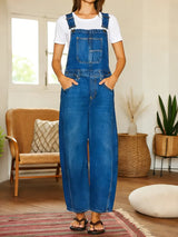 Nora | Denim Latzhose Jumpsuit mit Taschen – Blau