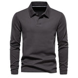 Herren Lässiger Polo | Langarm – Grau