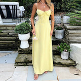 Valentina - Langes Kleid Langes Kleid mit Korsett und Trägern – Yellow
