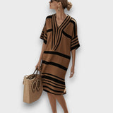 Calys – Lockeres Kaftankleid mit Strandcharme – Braun