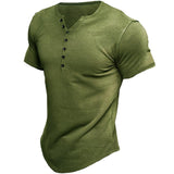 Herren Halbe Knopfleiste T-Shirt | Slim Fit – Grün