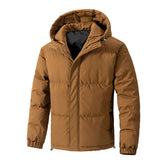 Herrenjacke | Gewatteerte Ausführung mit Kapuze geschlossene Form – Kaffee