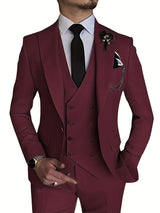 Herren Business-Set | Blazer, Weste und Hose in klarer Form – Rot
