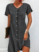 Noa - Kurzes Hemdblusenkleid aus Denim mit Stil und Komfort – Schwarz