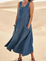 Taina – Stilvolles, lässiges Midikleid – Blau