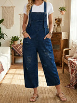 Aurevia | Denim Latzhose im Vintage-Look – Dunkelblau