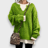Marielle – Strickpullover mit V-Ausschnitt – Grün