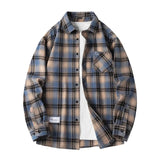 Ryder | Herren Flanellhemd Kariert Langarm Relaxed Fit Herbst – Blau-Beige