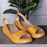 Elegante offene Plattform Damen Sandalen – Gelb