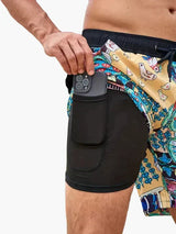 Herren-Badeshorts mit Kompressions- und schnell trocknendem Stoff – Goldene Blüte