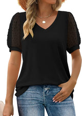 Damen Top mit V-Ausschnitt – Schwarz