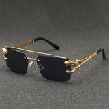 Retro-Stil Rahmenlose Sonnenbrille für Herren | Ideal für den täglichen Gebrauch im Freien – Schwarz