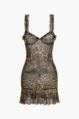 Savanna | Wildes Leopard-Minikleid mit Rüschen – Verführerischer Animal-Print – Leopard
