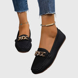 Yasmin | Schlupf Runde Spitze Ballerinas – Schwarz