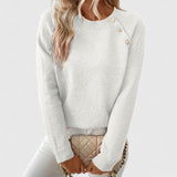 Liveta - Stilvoller Pullover Mit Knöpfen – Weiß