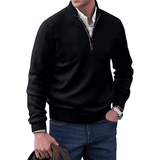 Saven - Half-Zip-Pullover mit weicher Haptik – Schwarz
