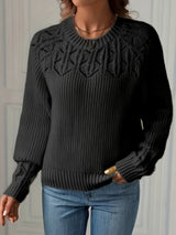 Nasia – Eleganter Langarmpullover – Schwarz