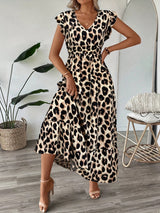 Ranika – Ärmelloses Maxi Kleid Mit V-Ausschnitt – Leopard