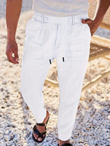 Nichols – Locker Sitzende Hose Aus Leinen Mit Kordelzug – Weiß