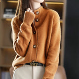 Greta | Stilvolle, bequeme, weiche Strickjacke – Braun