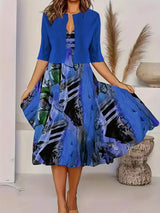 Vainoana - Zweiteiliges Set Mit Elegantem Langen Rock – Blau
