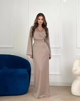 Anike | Elegantes Satin-Maxikleid – Khaki