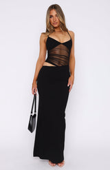 Aisling – Rückenfreies, Figurbetontes Párt Kleid – Schwarz